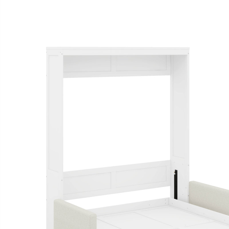 Lit escamotable double pleine grandeur avec coussin, Lit double, Blanc