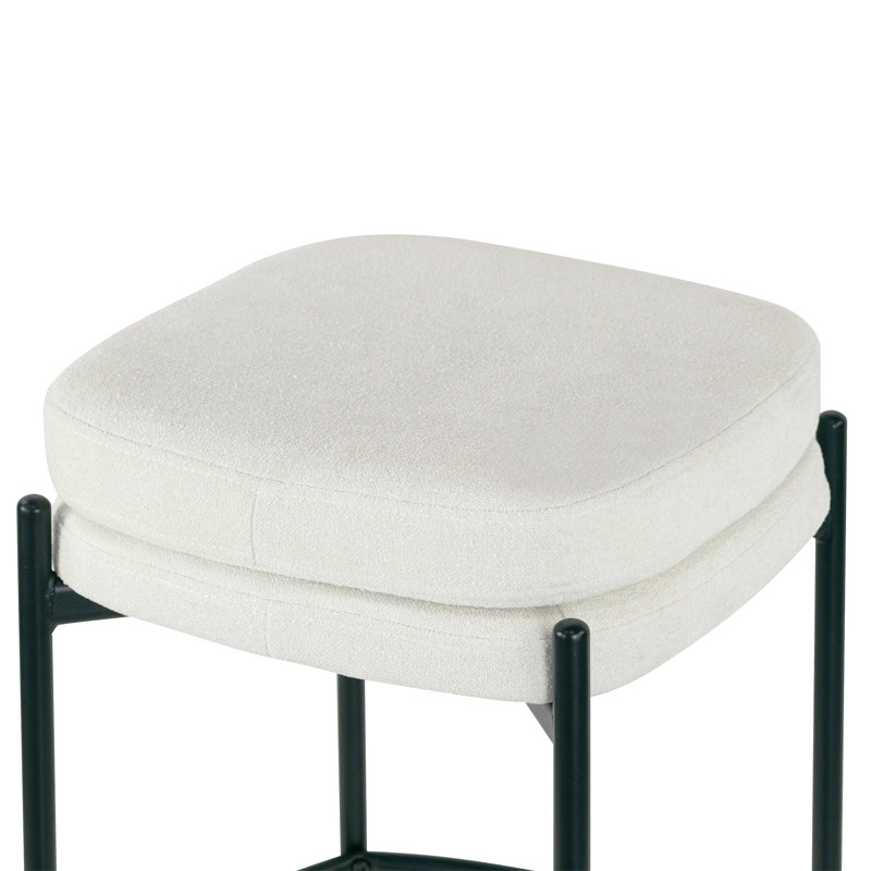 Ensemble de 2 tabourets de bar sans dossier avec pieds en métal Avril Boucle, Blanc