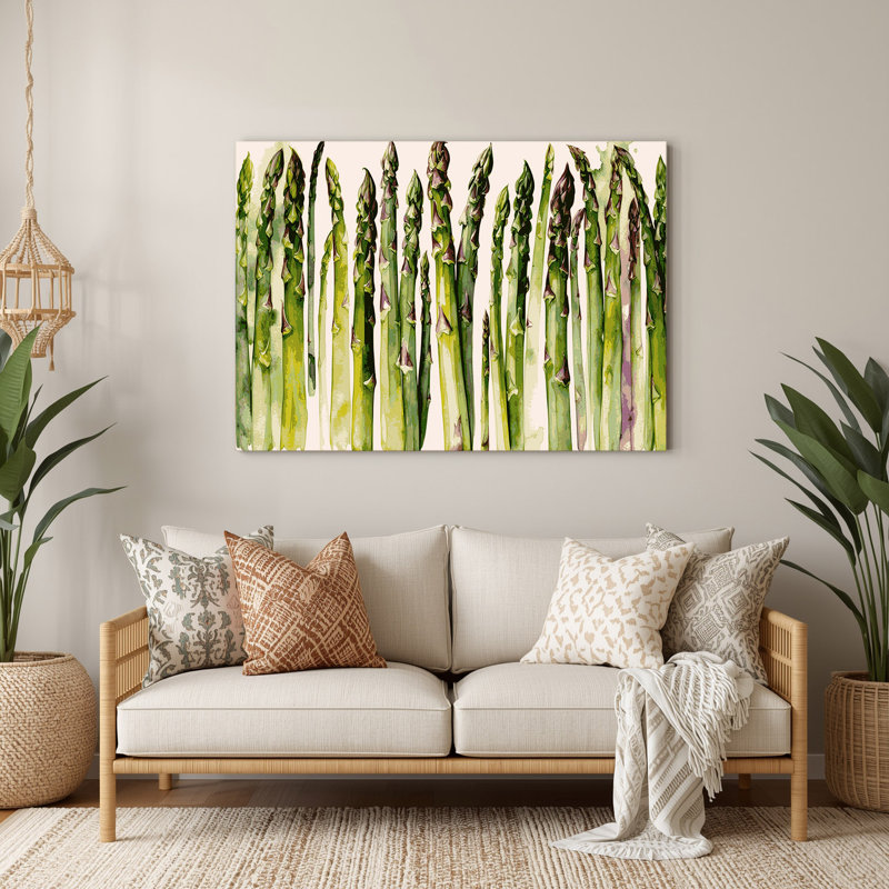 Art mural en métal légumes vert asperge, H 11 po x l 14 po