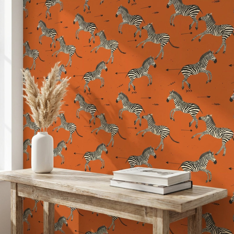 Papier peint zébré orange