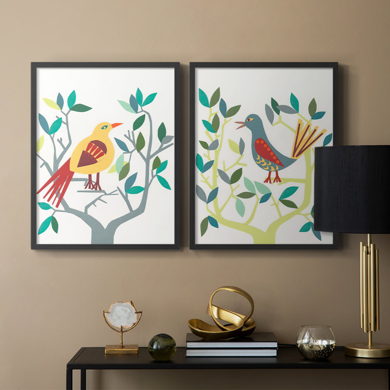 WhittyBird III - reproduction encadrée de qualité supérieure - prête à être accrochée - aucun clou requis - aucun clou requis