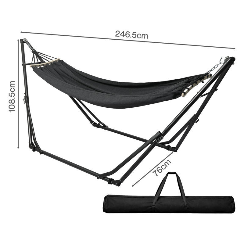  Foldable Hammock Chair Bed Portable with Stand Outdoor Camping 200KG