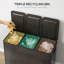 Sarisha 3 x 15L Triple Kitchen Bin Pedal Bin for Recycling and Waste, Black