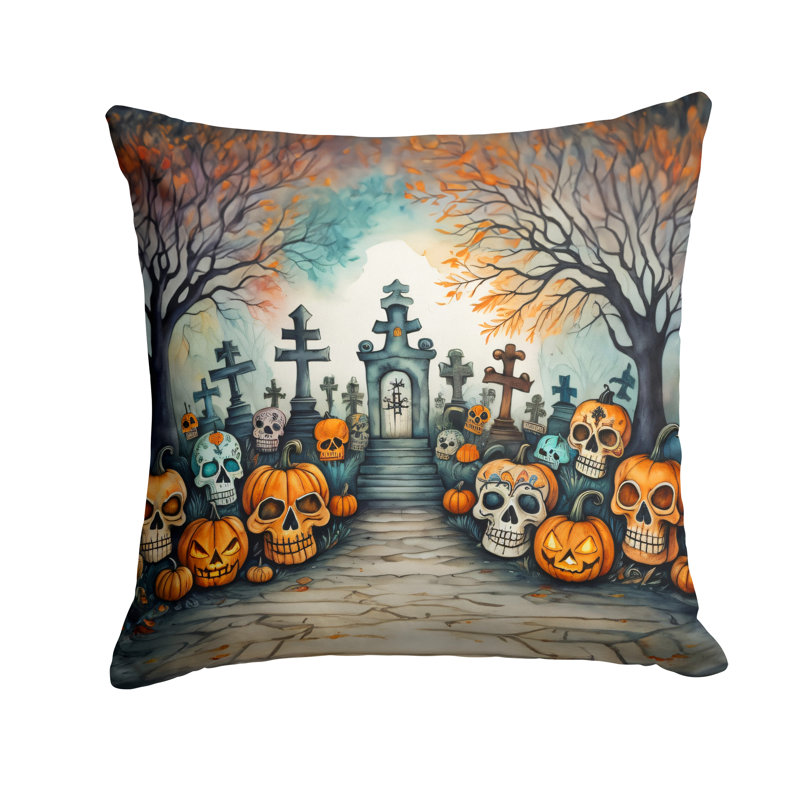 Coussin décoratif intérieur / extérieur en polyester More / Spooky More Spooky Halloween, 18 po x 18 po