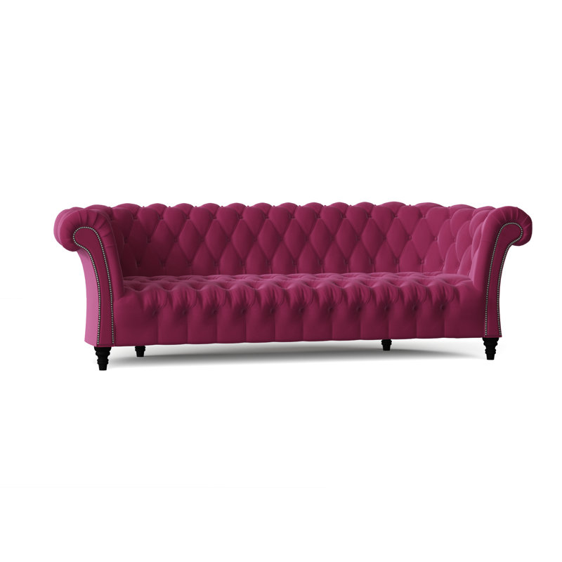 Canapé Chesterfield à accoudoirs roulés, Rose Klein, Naturel, 84 pouces