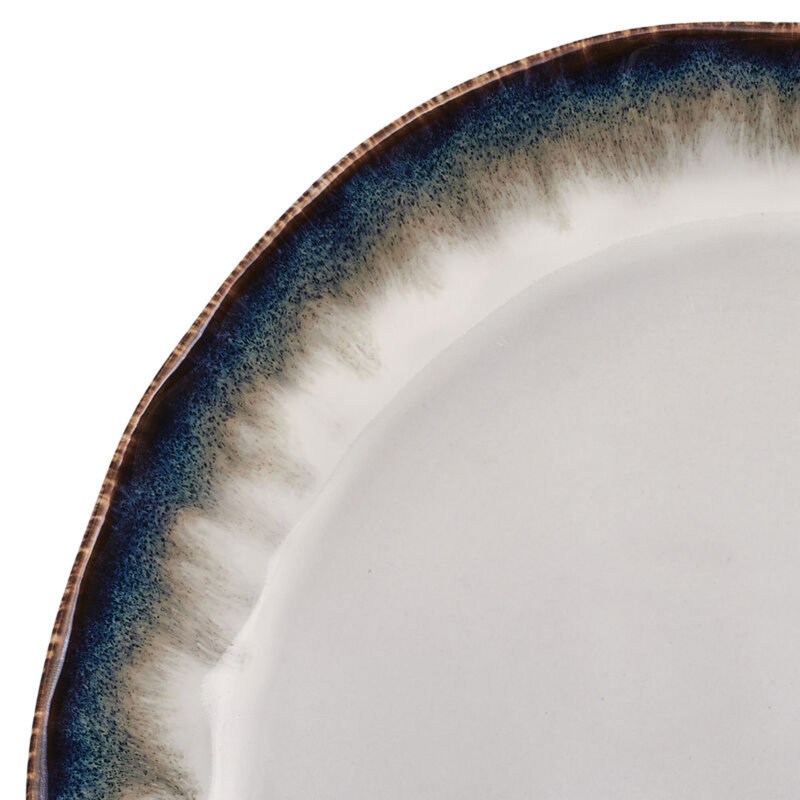 Cole Organic Shaped Cream and Blue 12-Piece Stoneware Dinnerware Set