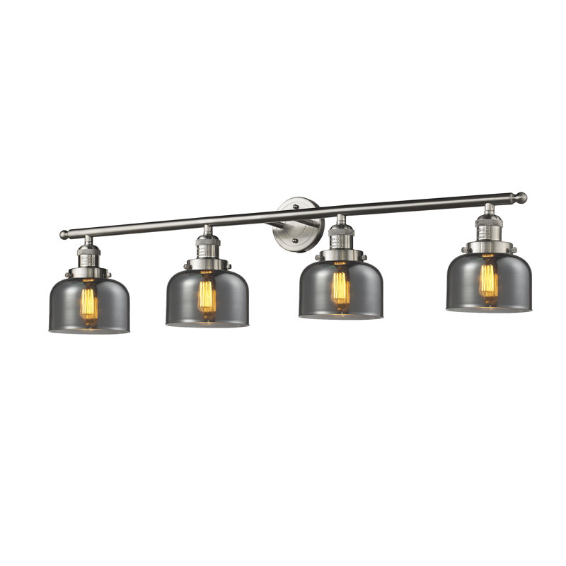 Éclairage de salle de bain à intensité variable 4 lumières Reyhani, Brushed Satin Nickel, Clear