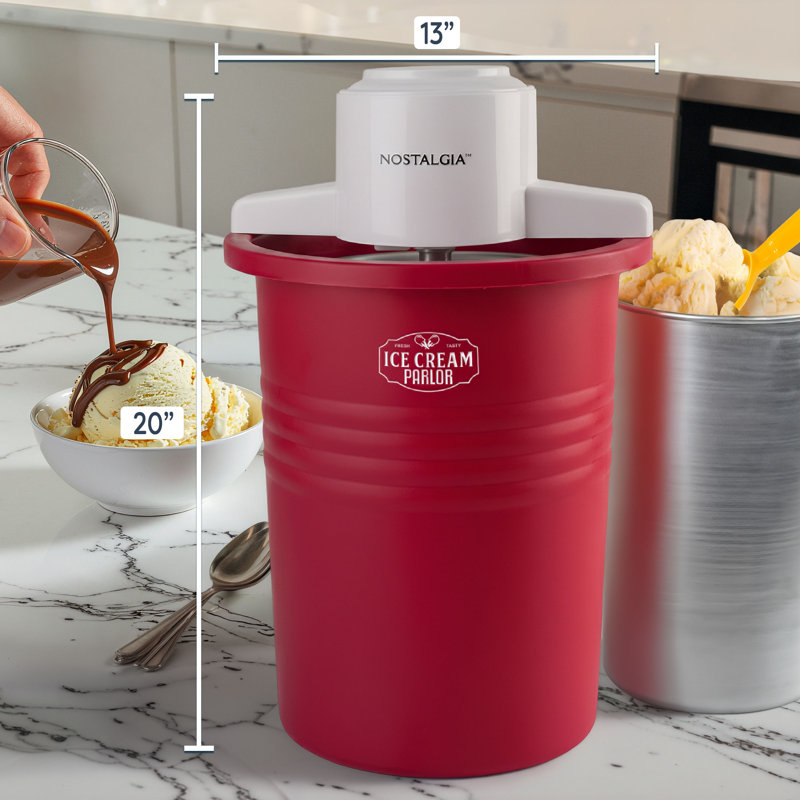 6-Quart Parlor Electric Ice Cream Maker, 6-Quart Parlor Electric Ice Cream Maker, Red