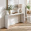 Console blanc délavé, table d'entrée de 59 po, table de style cascade courbée, console avec perles en bois, table d'entrée pour vestibule, couloir, salon, vestibule, couloir, bureau
