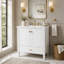Meuble-lavabo 30 po avec lavabo, meuble-lavabo autoportant avec 1 tiroir et 2 portes à fermeture en douceur avec rangement pour porte, structure et pieds en bois massif, un paquet, blanc