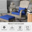Chaise et fauteuil rembourré bleu foncé pour terrasse, cour, cour avant, jardin, patio, haut dossier et grand siège avec dossier haut