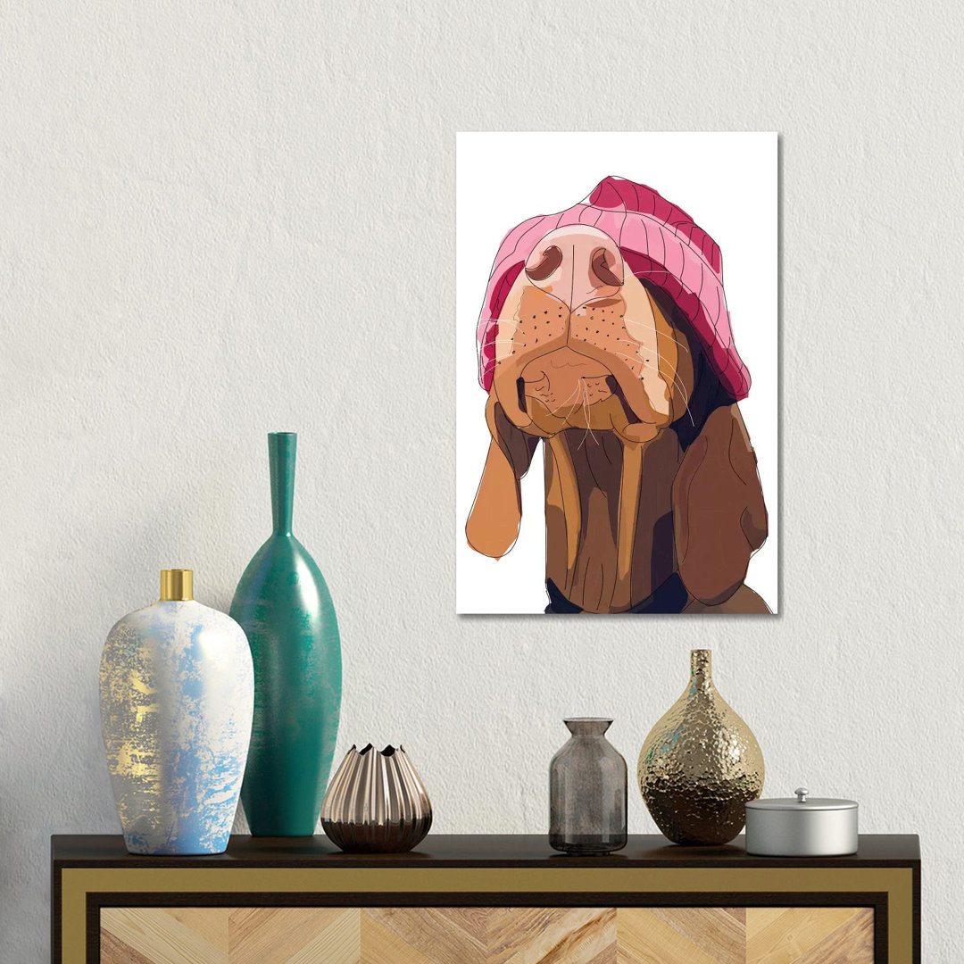 Hipster Vizsla von Sketch And Paws - No Frame Gallery-Wrapped Canvas Giclée on Canvas