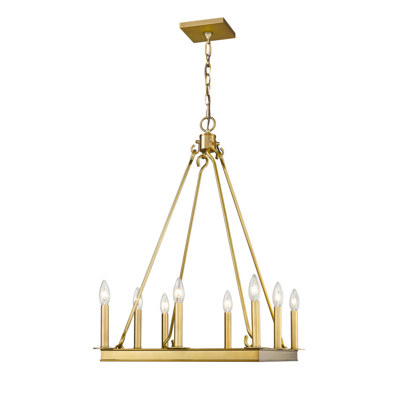 Hoglund 8 - Light Dimmable Geometric Chandelier, Olde Brass, 31" H x 20" W x 20" D
