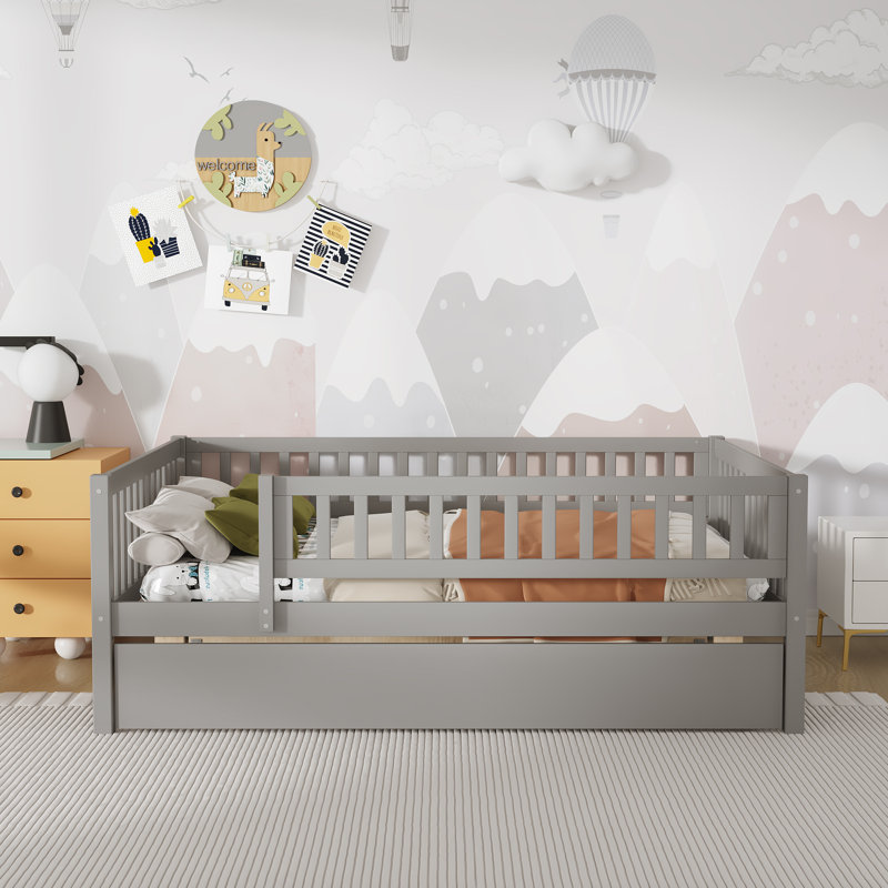 Full Size Wood Daybed with Trundle, Gray