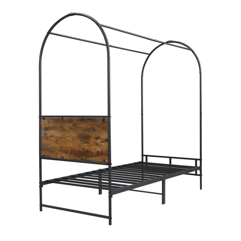 Metal Canopy Bed Industrial Style, Single (3')