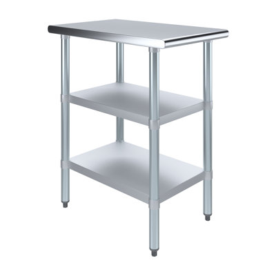 Express KitchQuip Stainless Steel Table with 2 Undershelves - 35"H x 18"W x 30"D