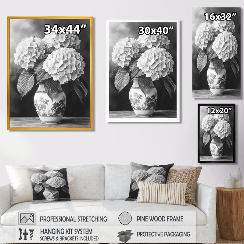 Godalming - salon d'art mural floral, Reproduction encadrée d'une seule photo, Noir, noir, noir, noir, H 20 po x l 12 po
