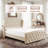 Mid-Century Modern King Bed Frame, 92.1"L Velvet Upholstered Platform Bed with Tufted Wingback Headboard-1859320125