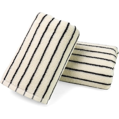 Black & White Striped Cotton Hand Towels, Vintage Style Kitchen & Bathroom Towels for Guests, Adults & Kids
