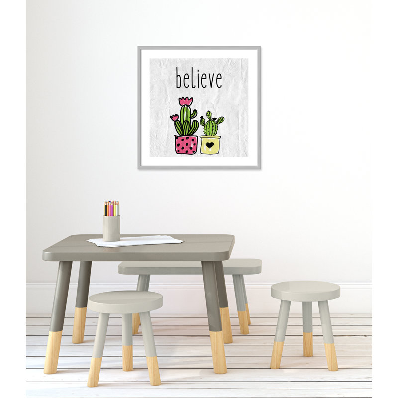 Cactus B, art encadré, 26.5" H x 26.5" W x 1.18" D, Encadré de boîte argent