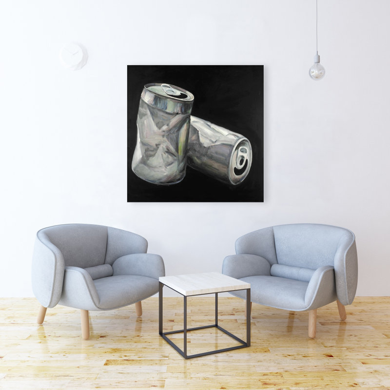 Canettes vides - Toile noire pour décoration intérieure | Art moderne