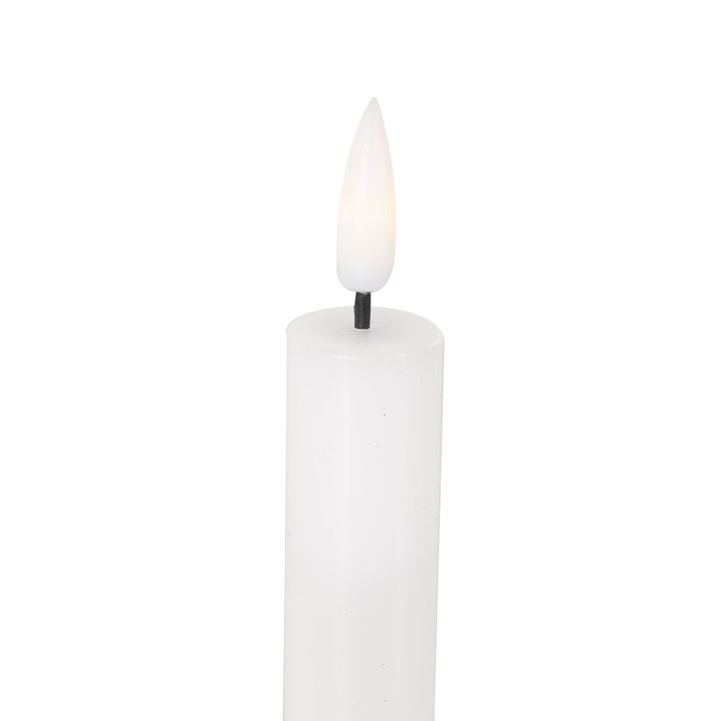Wax Indoor and Outdoor Flameless Pillar Candles with Remote Control, 8.25" x 0.90" Pillar, White