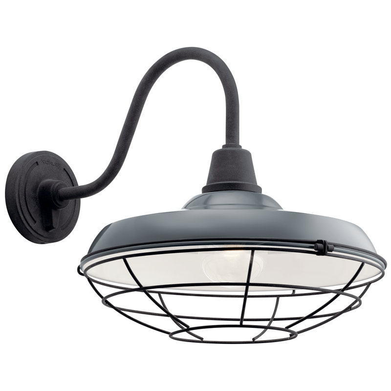 Applique murale intérieure / extérieure 12,5 po Sayre, Gris brillant, H 16,25 po x l 12,5 po x P 12,5 po
