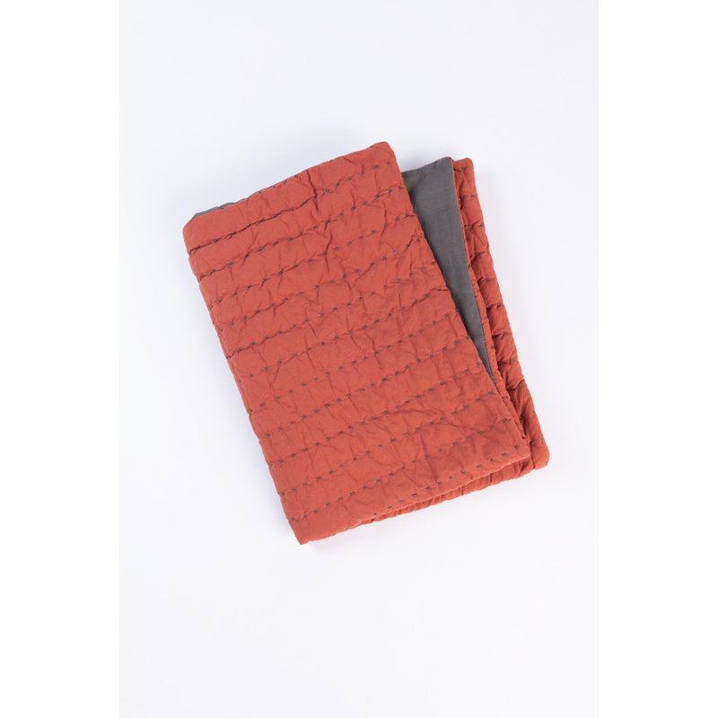 Courtepointe moderne en coton Polston - simple, Courtepointe simple, Brique / gris anthracite