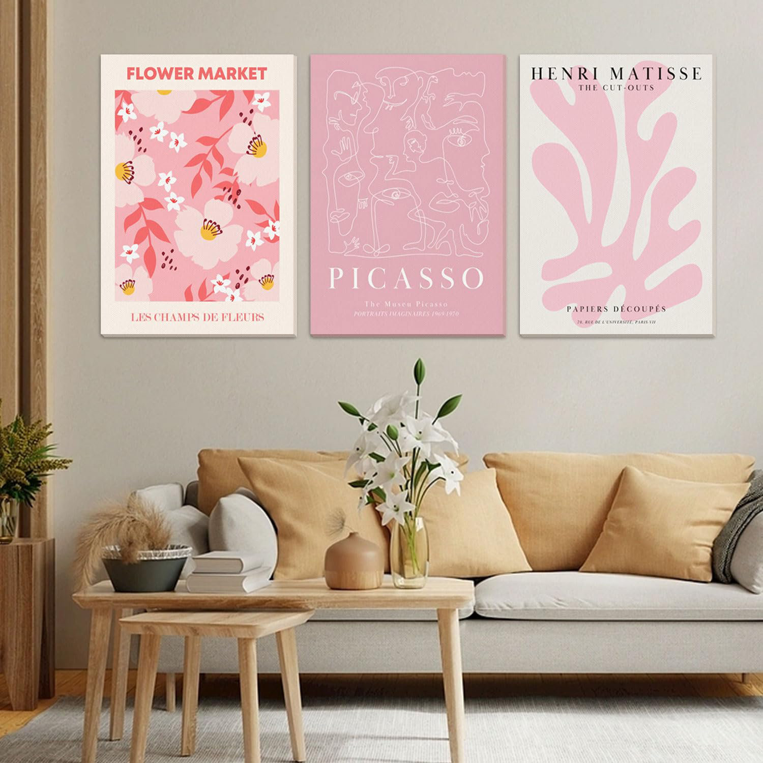 Lark Manor Matisse Picasso Pink Canvas Wall Art Framed Set Of 3 ...