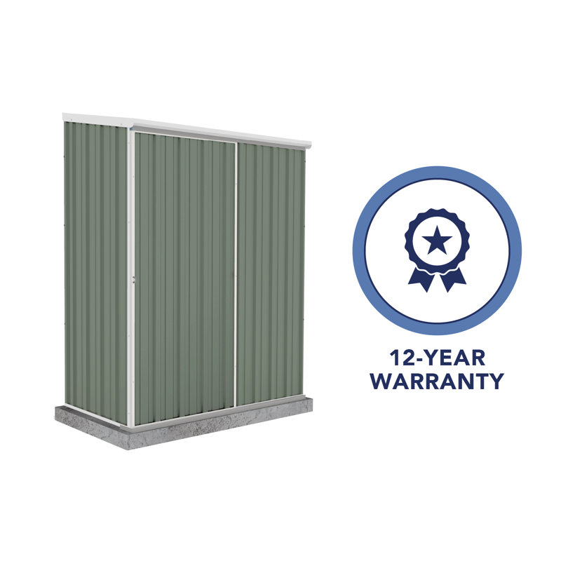 Absco EZI Slider 5' W x 3' D Metal Galvanized Steel Weather Resistant Storage Shed Pale Eucalypt, Green