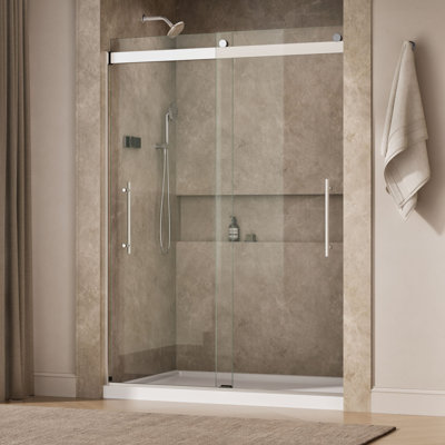 Levity Plus Less Sliding Shower Door, 81-5/8" H x 56-5/8 - 59-5/8" W, With 3/8" Thick Crystal Clear Glass