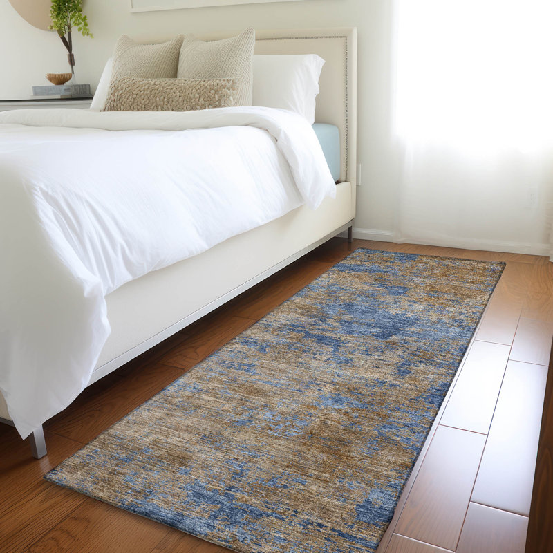 Tapis intérieur / extérieur bleu lavable Sonata , 2 pi 3 po x 7 pi 6 po