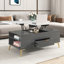 Table, table basse multifonctionnelle à plateau relevable moderne avec tiroirs en gris et blanc