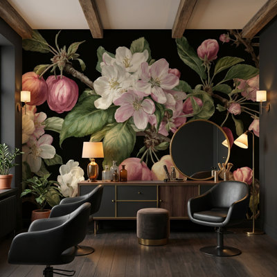Papier peint floral, double rouleau amovible mural botanique