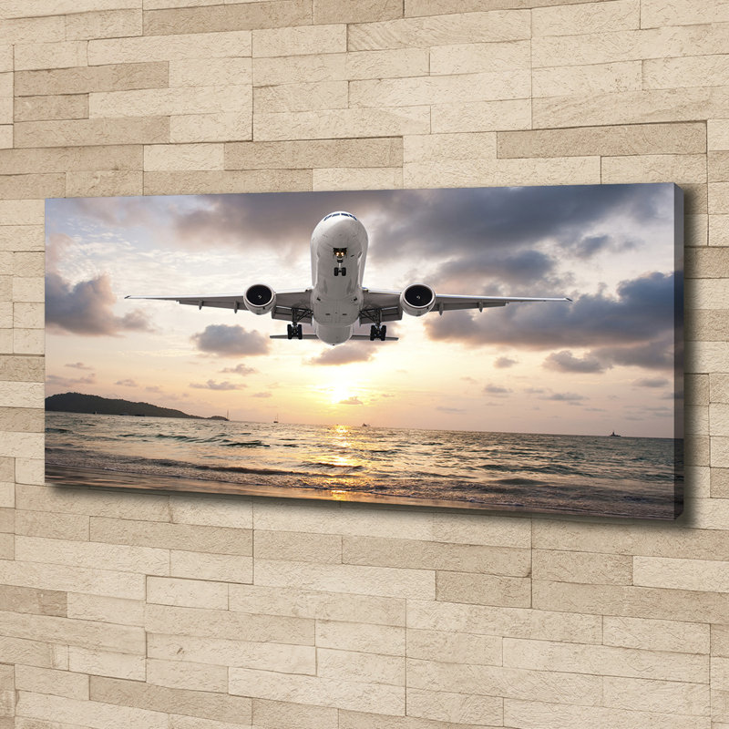 Airplane By The Sea - Wrapped Canvas Print