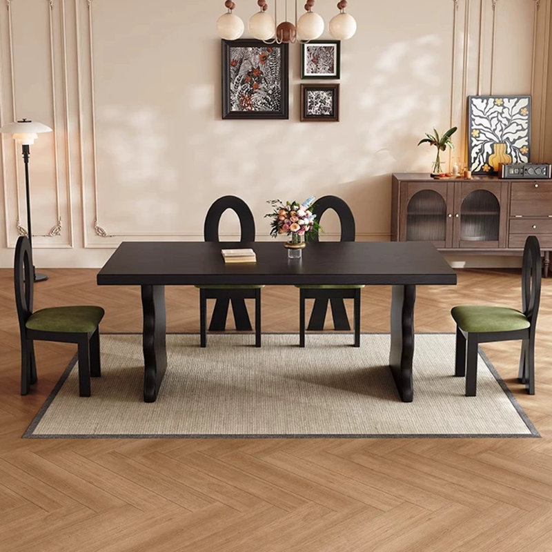 Ensemble de salle à manger Black Wood, H 29,9 po x L 94,5 po x l 34,6 po