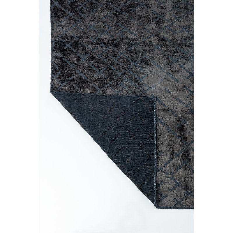 Rapture Dark Blue/Gray/Black Geometric Luxury Area Rug, Rectangle 7'10" x 11'2"