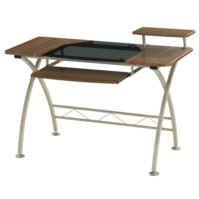 Howa Metal Base Computer Desk, Brown/White