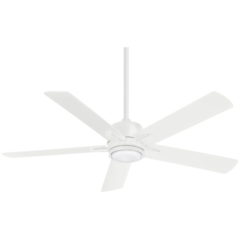 54" 5 - Blade LED Standard Ceiling Fan with Remote Control and Light Kit Included, Flat White