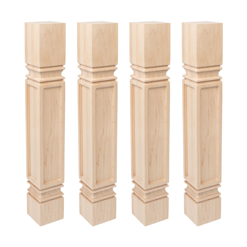 Unfinished Hard Maple Mission Kitchen Island Legs, Set of 4