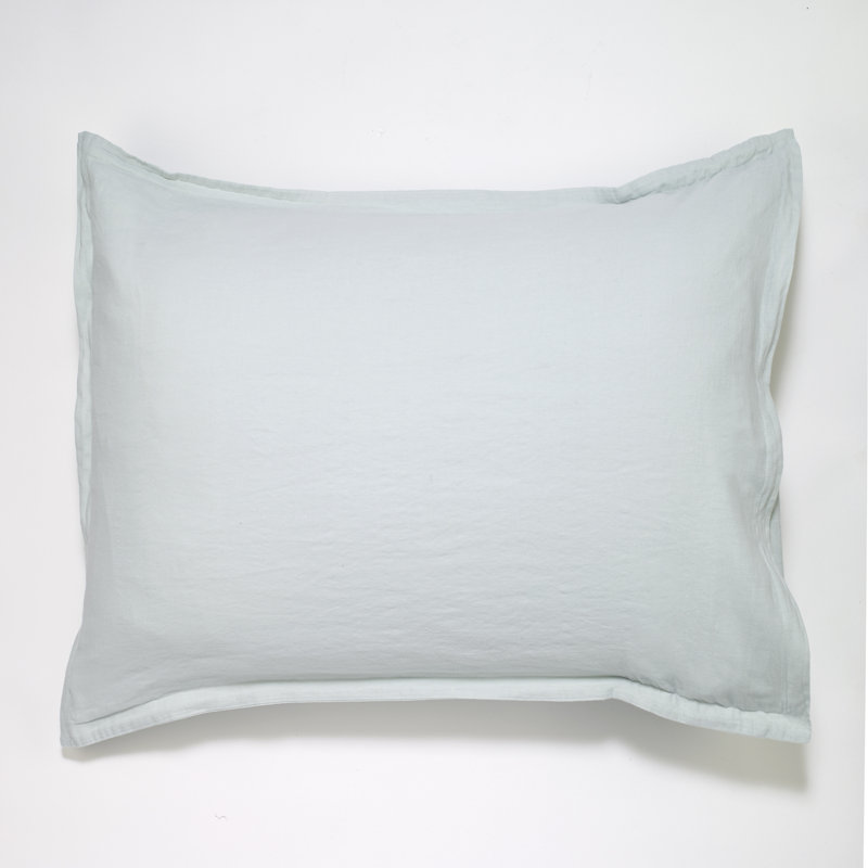 Stonewashed Cotton Sham with Envelope Closure, Soft Texture, King, Iceblue