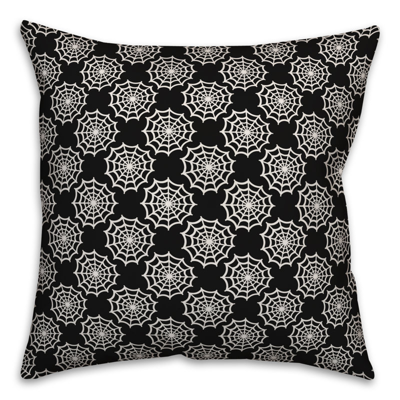  Coussin Spiderweb, 16 po x 1 po, Noir, Housse de coussin seulement - sans coussin