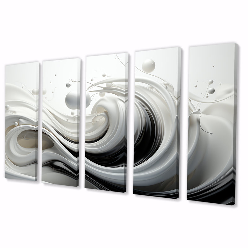 5 pièces d'art sur toile, H 32 po x l 80 po