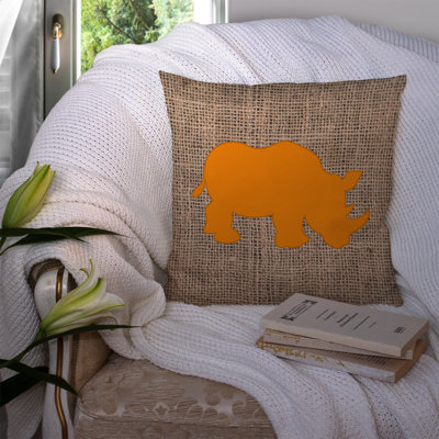 Coussin décoratif intérieur/extérieur rhinoceros en toile jute