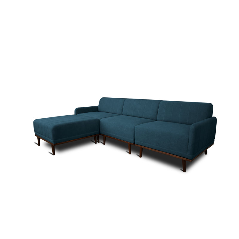 Sjard 4 Seater Sofa & Chaise, Grey Polyester Blend, Left Hand Facing