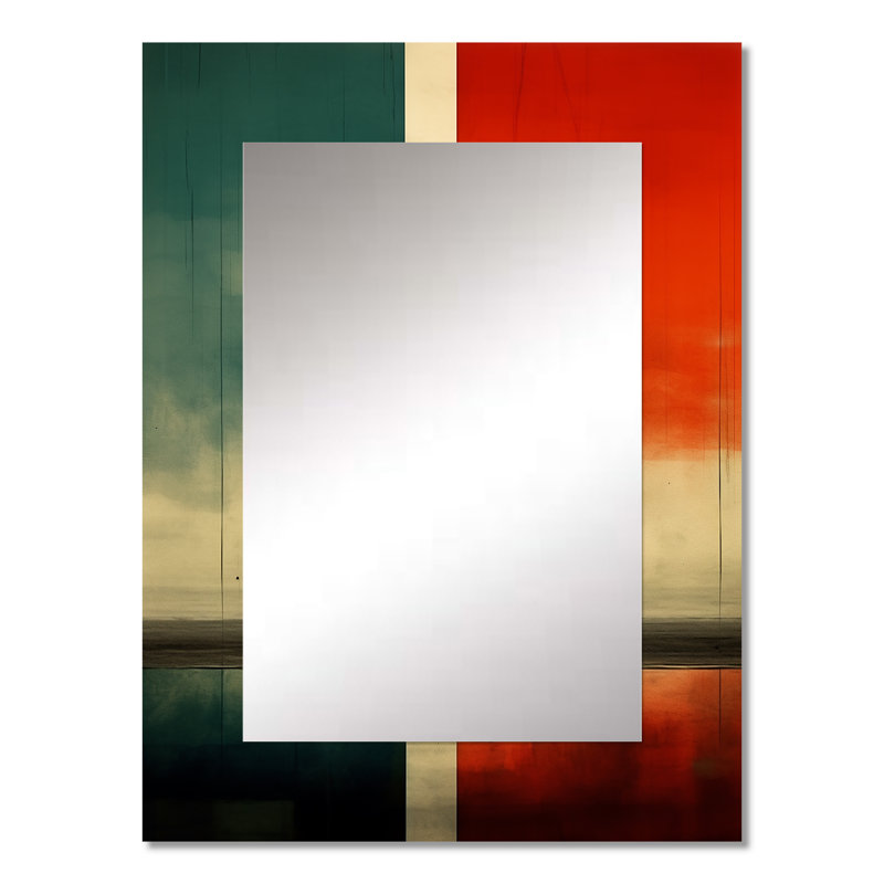 Perdu dans la simplicité I - miroir décoratif minimaliste, miroir mural vert, impression d'art en métal, 32 po x 24 po