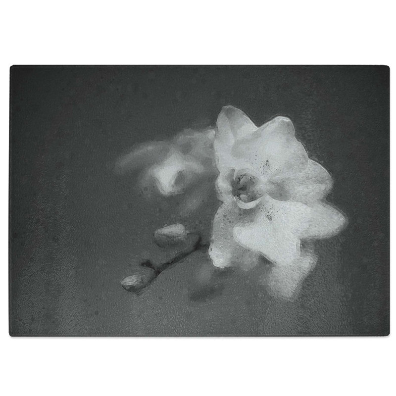 Tempered Glass Pretty Orchid Chopping Board, 39 cm W x 28.5 cm L