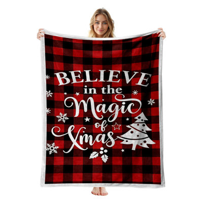 JYK Christmas Flannel Fleece Throw Blanket, Lightweight, Breathable, Soft Cozy Warm Plush Microfiber, 30"x40",  Believe Magic Xmas