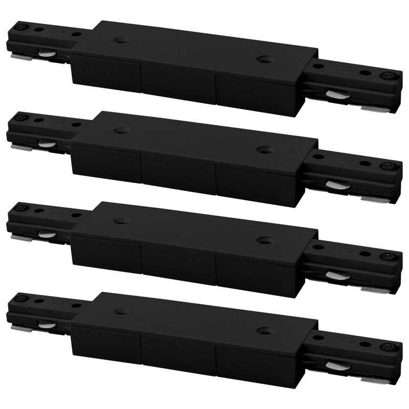 Connecteur droit H Luxrite, connecteur droit de type H, compatible avec une source d'alimentation à 3 fils 120 V, paquet de 4 noir