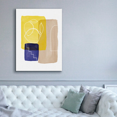 Toile épique «Lemon Pop Line Art» par Linda Woods, 40 po x 54 po